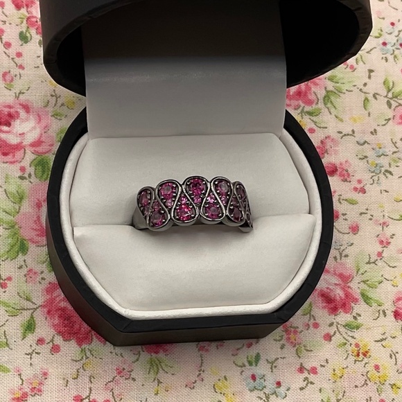Raspberry Rhodolite Ring in 925 Sterling Silver with Black Rhodium - Picture 1 of 9